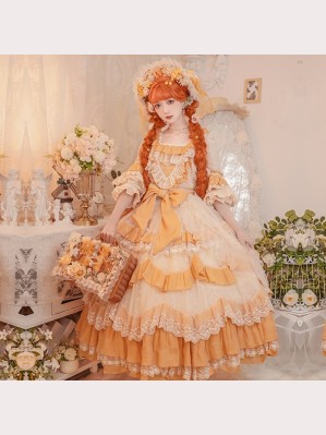 Flower Courtyard Hime Lolita Style Dress OP by Cat Fairy (CF22)